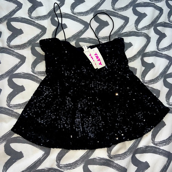 Sparkly Flare Black Crop Top - Picture 2 of 2